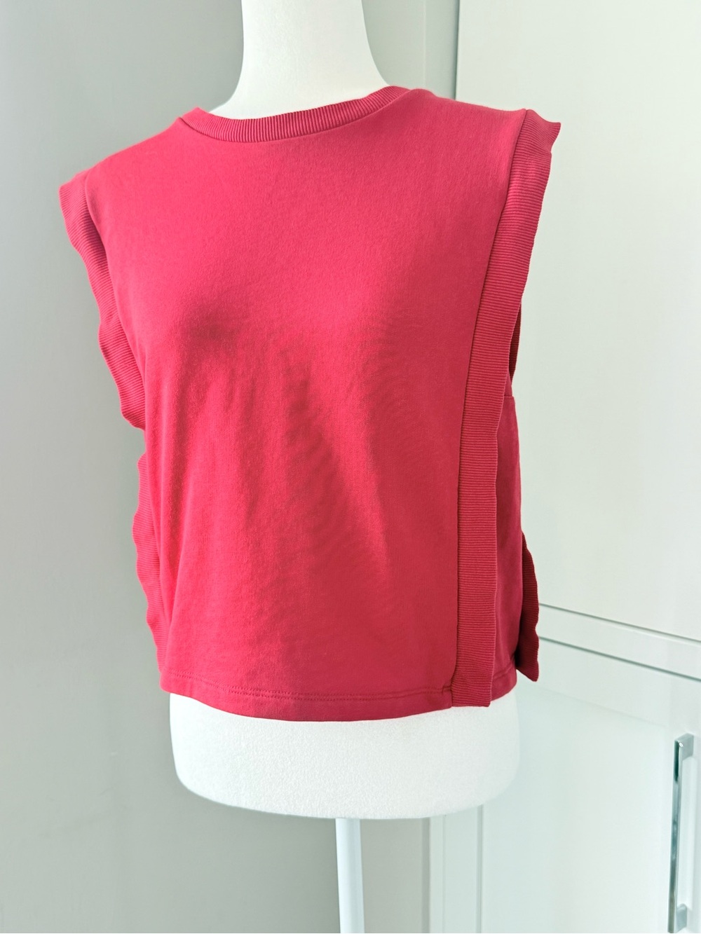 Belldini Boxy Crewneck Tank in Bright Rose